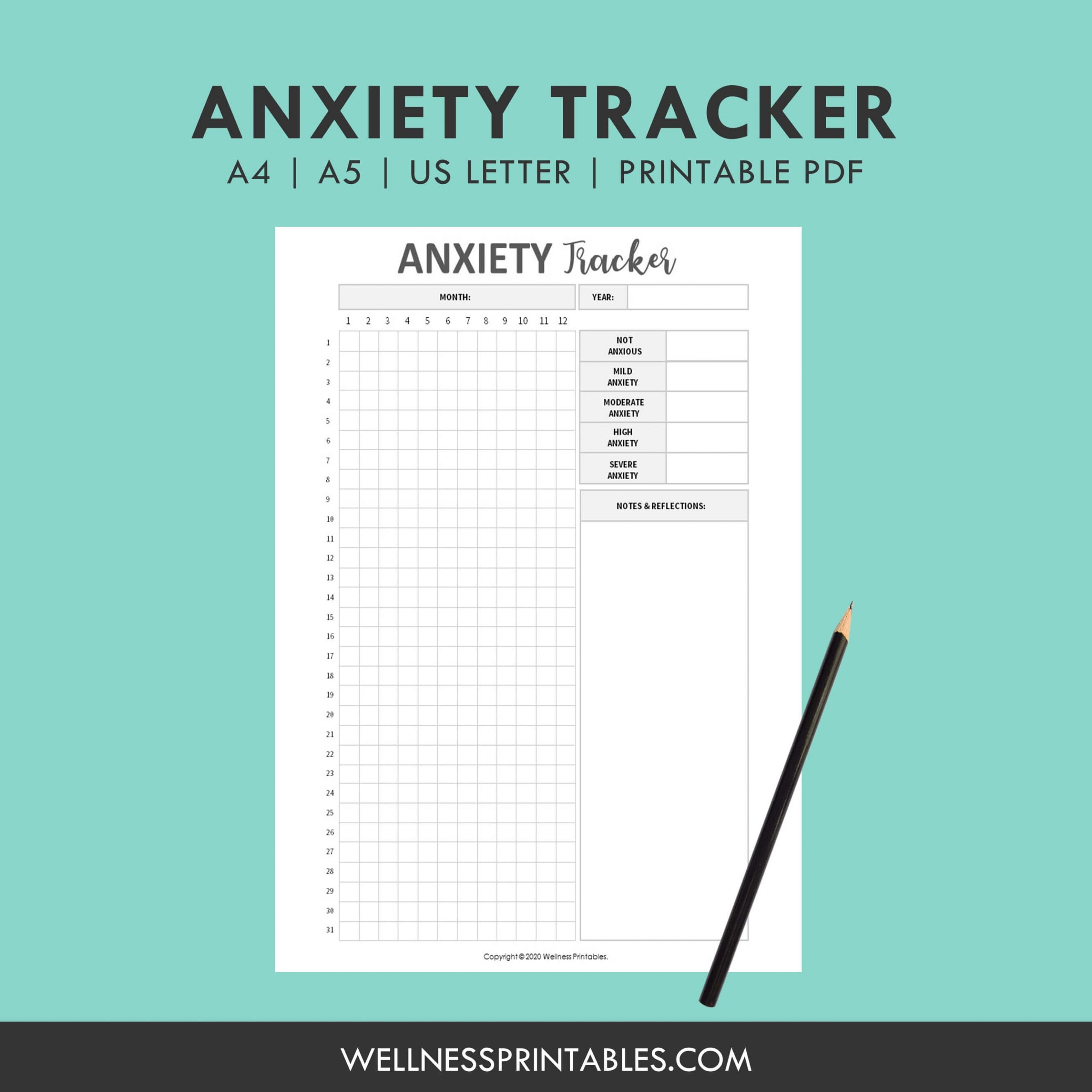 anxiety tracker printable planner inserts - wellness printables